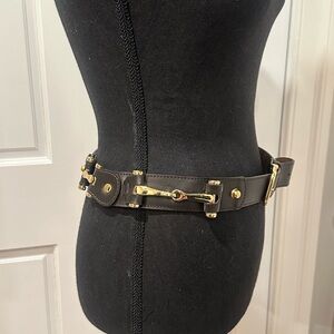 Black Leather Horse Bit Buckle Belt